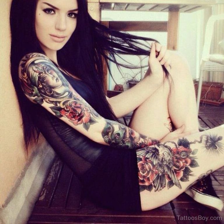 Tattooed chick thigh high fencenet fucked image