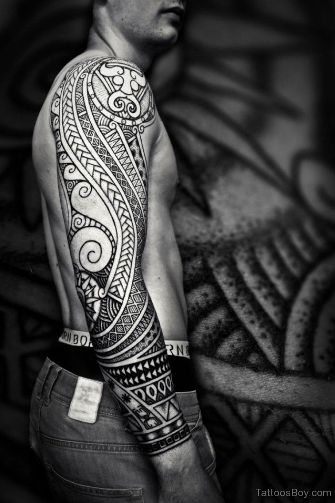 Maori Tribal Tattoo On Full Sleeve Tattoo Designs, Tattoo Pictures