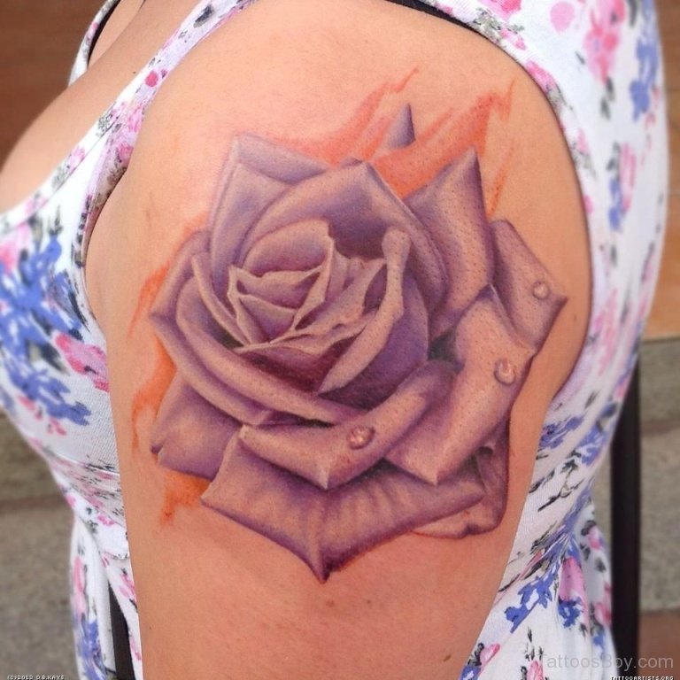 Purple Rose Tattoo On Shoulder | Tattoo Designs, Tattoo Pictures