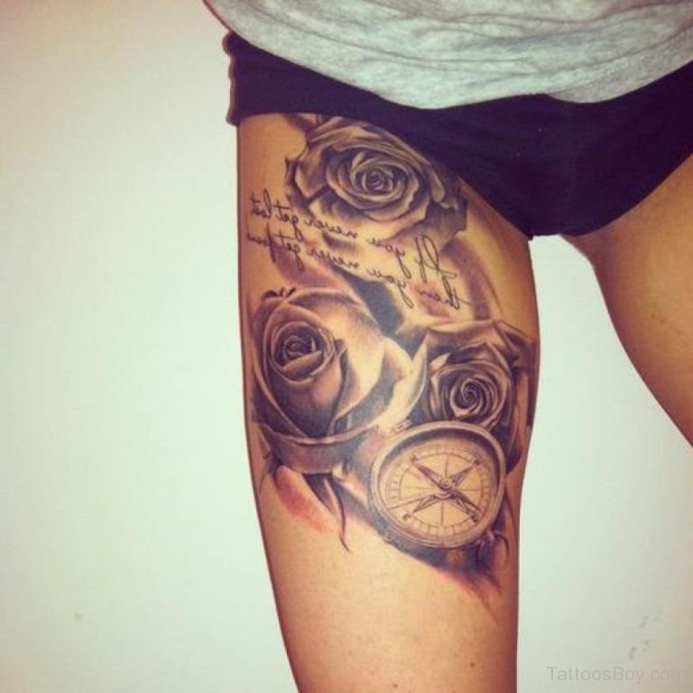 Rose And Compass Tattoo Thigh Tattoo Designs Tattoo Pictures