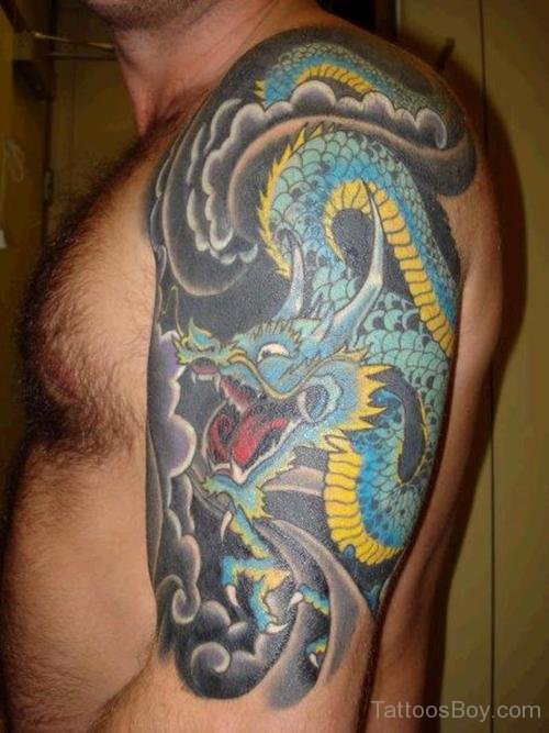 Colorful Dragon Tattoo Design On Shoulder Tattoo Designs, Tattoo Pictures