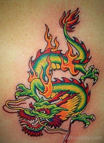 Colored Dragon Tattoo On Full Sleeve - Tattoos Designs
