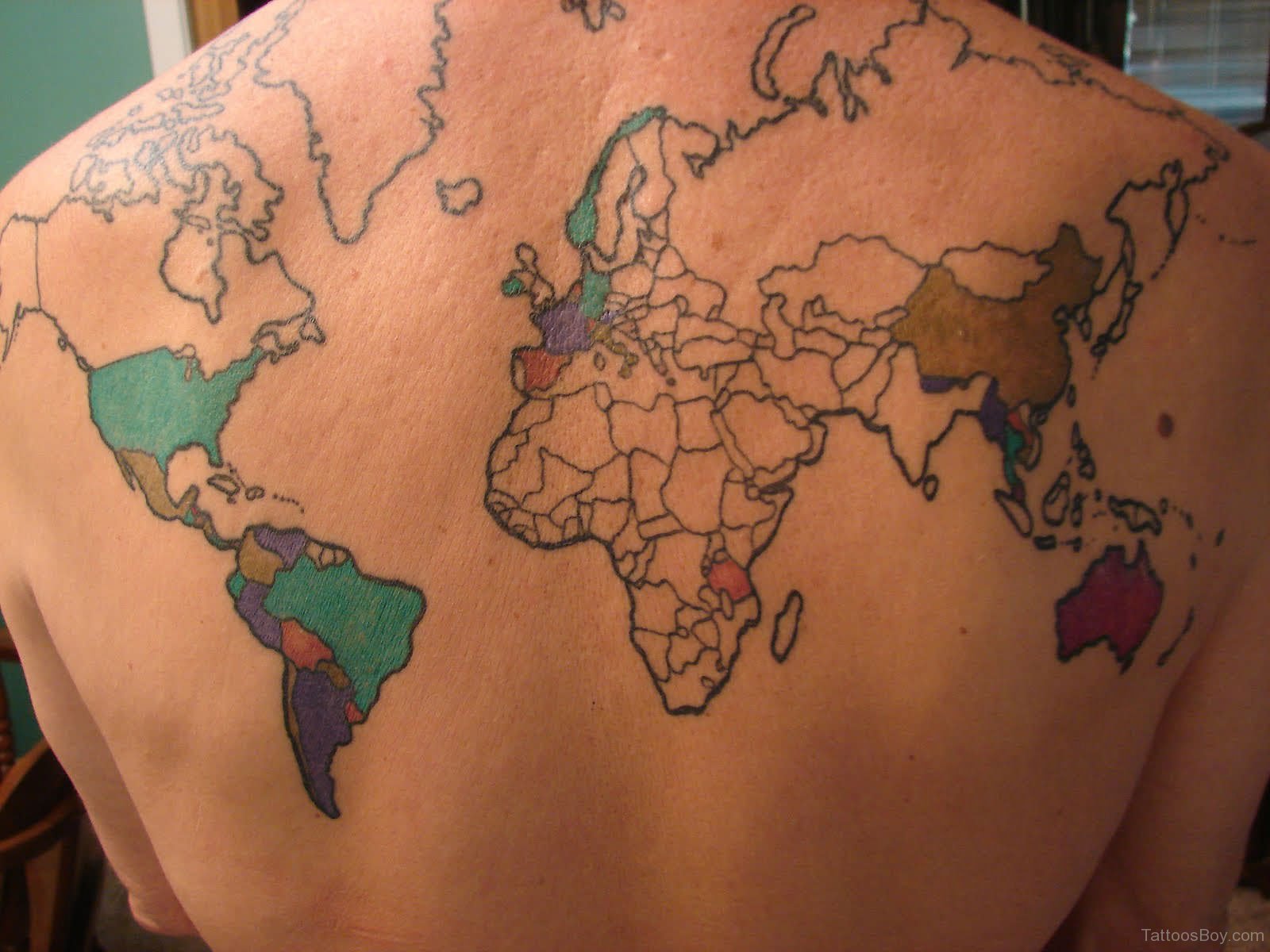 Map Tattoo On Back - Tattoos Designs