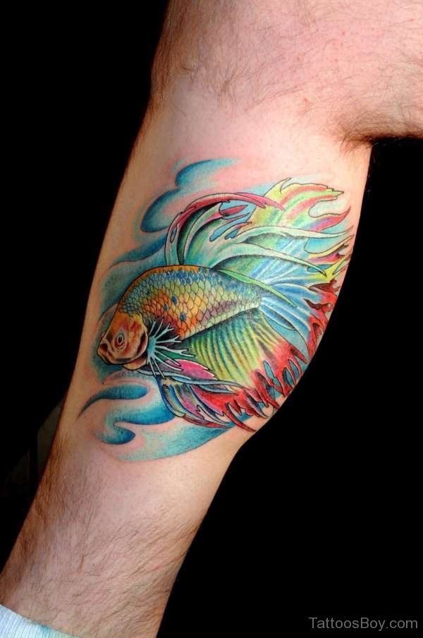 Colorful and elegant abstract fish tattoo on Craiyon