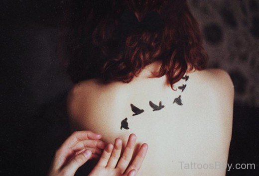Flying Dove Tattoo Design On Back 