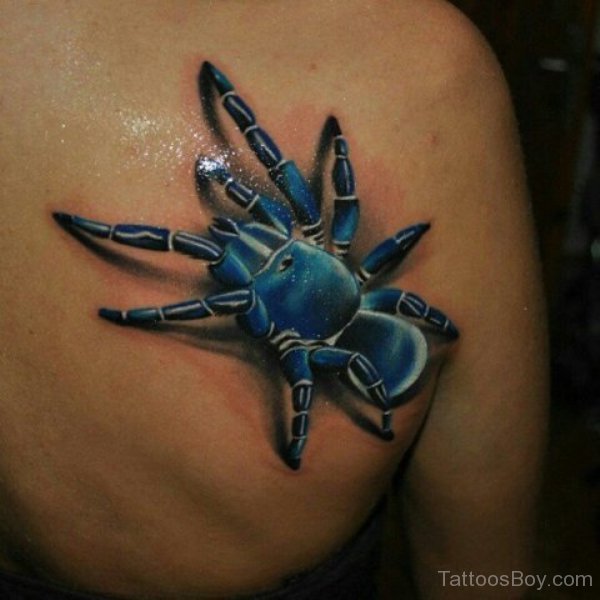 Blue Spider Tattoo On Back Tattoos Designs