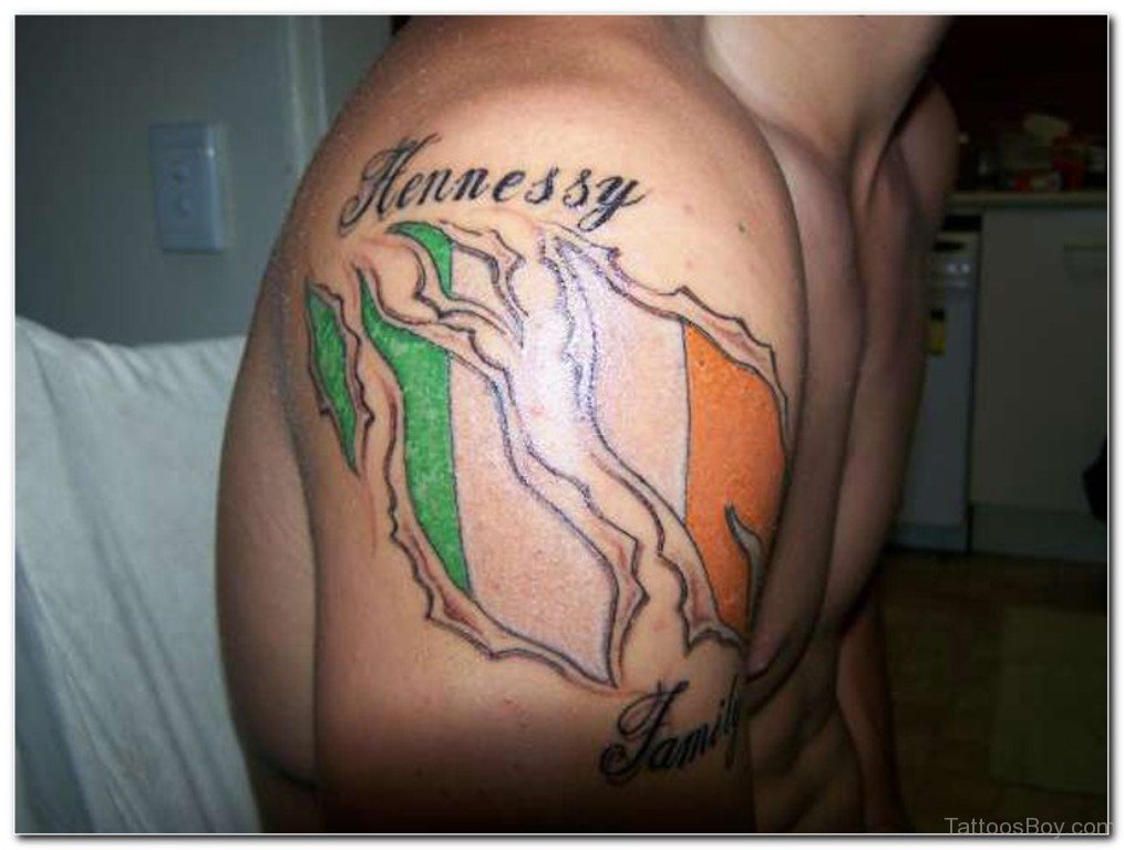 waving irish flag tattoo