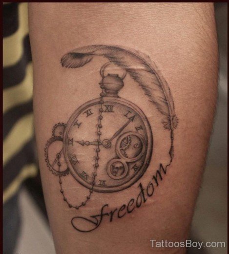 Clock And feather Tattoo-Tb12032