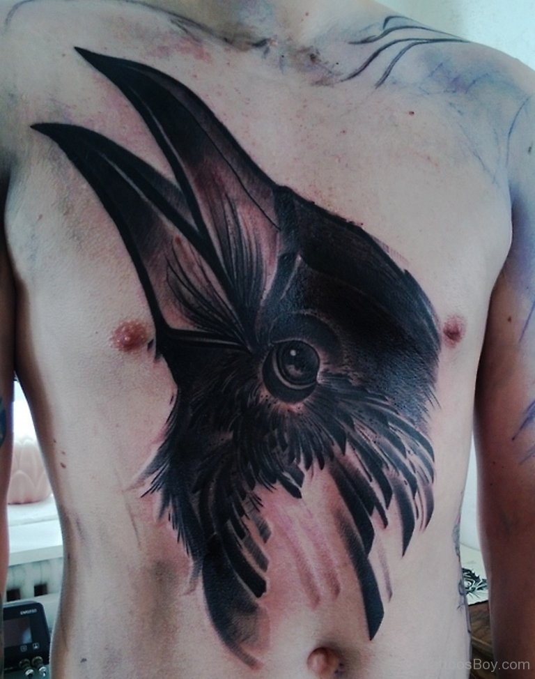 Crow Head Tattoo On Chest Tattoo Designs Tattoo Pictures
