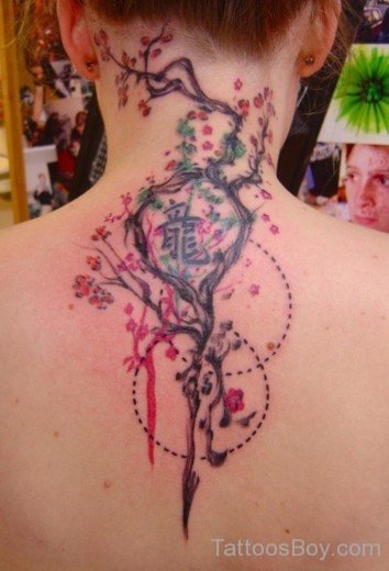 Flower Tattoo On Back-TB12192