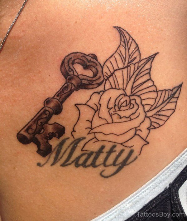 Wrought Iron Key with White Flower Tattoo Design – Tattoos Wizard Designs