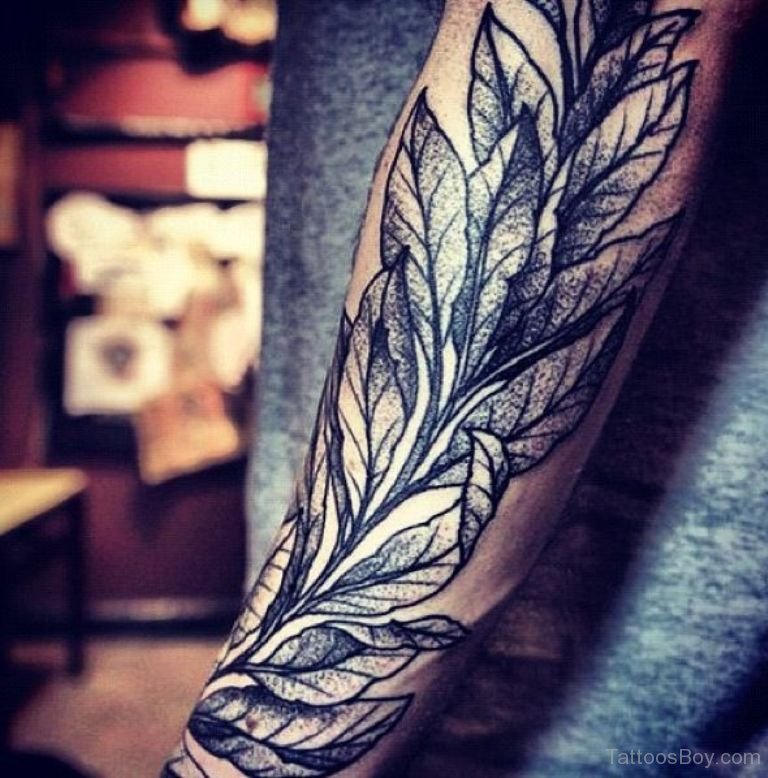 Palm leaf tattoo on the left inner arm - Tattoogrid.net