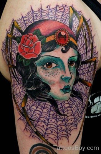 Beautiful Girl And Spiderweb Tattoo | Tattoo Designs, Tattoo Pictures