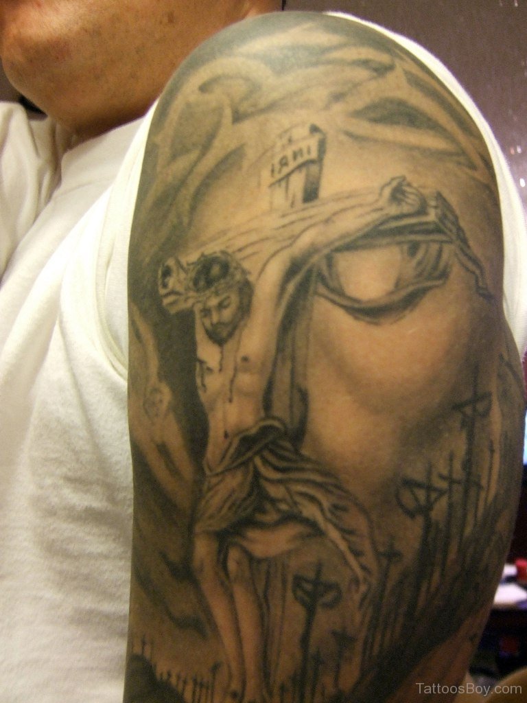 Jesus Tattoo On Bicep Tattoos Designs 