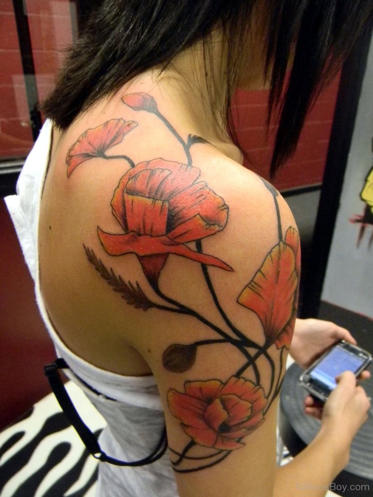 Poppy Flower Tattoo Design On Shoulder | Tattoo Designs, Tattoo Pictures