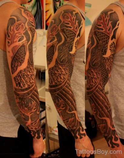 Stylish Phoenix Tattoo On Full Sleeve-TB1104