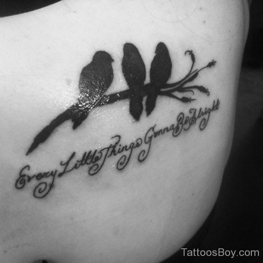 Wording And Bird Tattoo