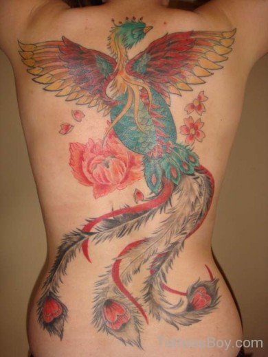 Female Phoenix Tattoo On Back-TB1037